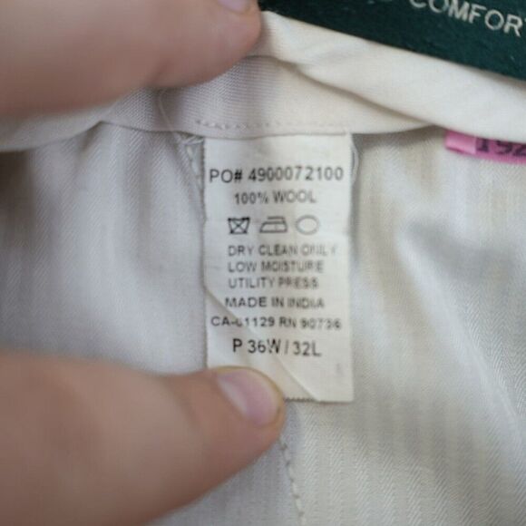 DAMAGED Lauren Ralph Lauren Total Comfort Wool Dress Pants 35 / 29 Tan Mid Rise - Picture 7 of 9